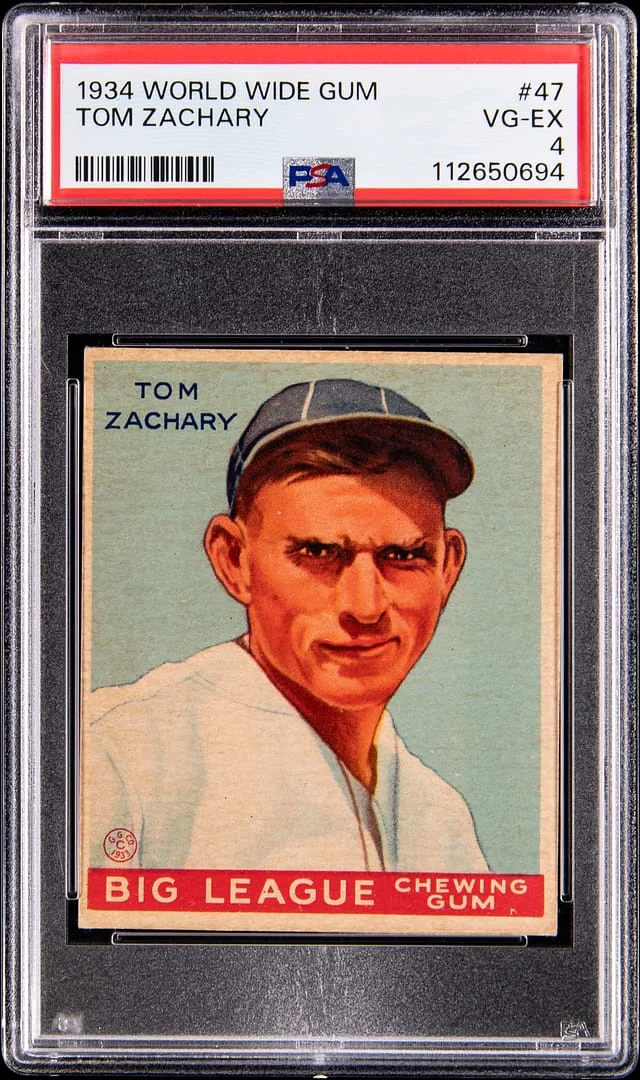 1934 World Wide Gum Tom Zachary #47 card image