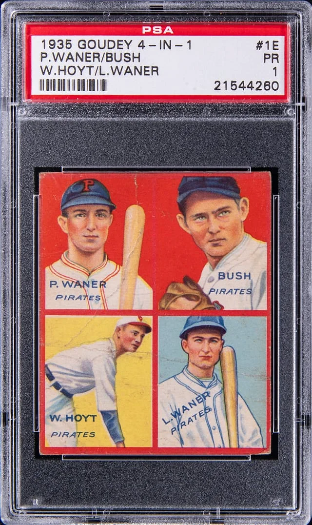1935 Goudey Paul Waner/Guy Bush/Waite Hoyt/Lloyd Waner 4-In-1 #1E card image