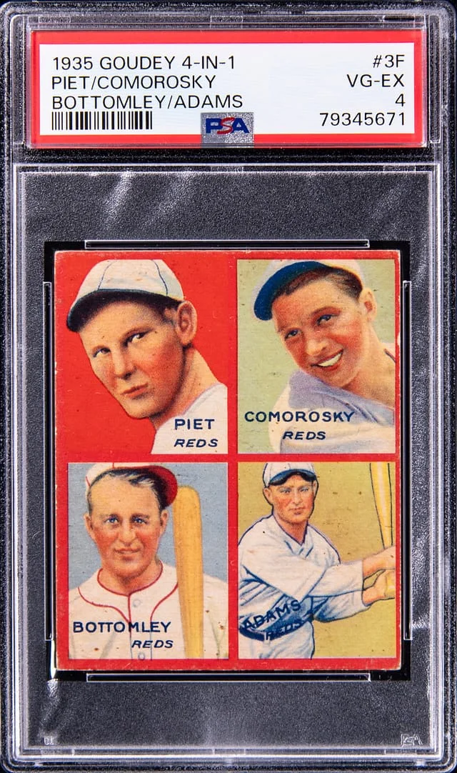 1935 Goudey Piet/Comorosky/Bottomley/Adams 4-In-1 #3F card image