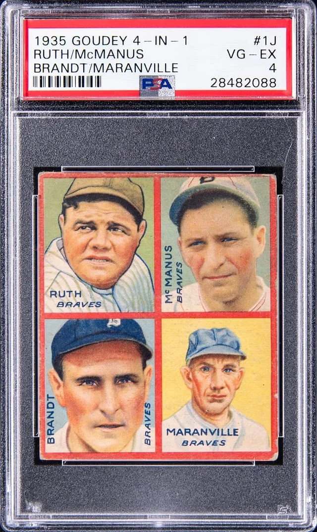 1935 Goudey Ruth/McManus/Brandt/Maranville 4-In-1 #1J card image