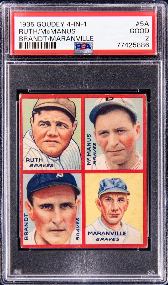 1935 Goudey Ruth/McManus/Brandt/Maranville 4-In-1 #5A card image