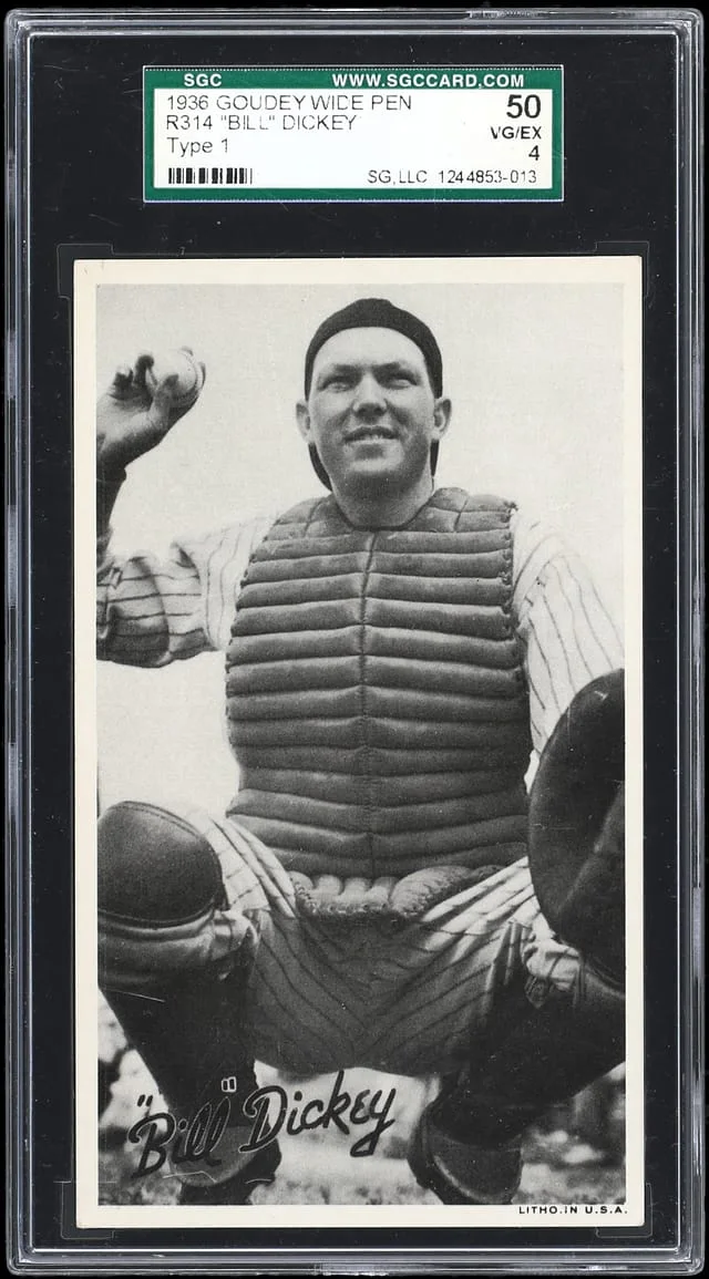 1936 R314 Goudey Wide Pen Type Bill Dickey #1 card image