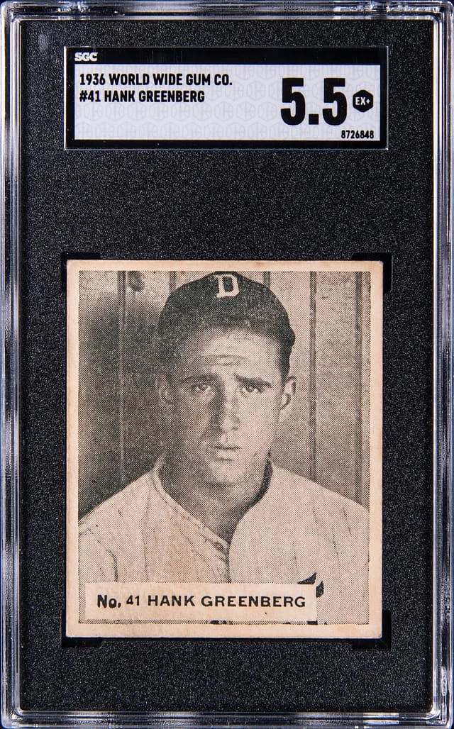 1936 V355 World Wide Gum Co. Hank Greenberg #41 card image