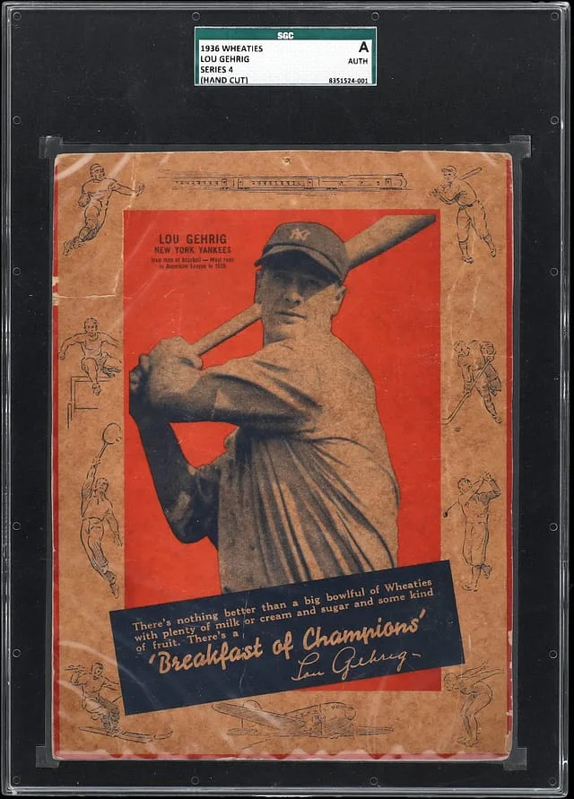 1936 Wheaties Series (Hand Cut) Lou Gehrig #4 card image