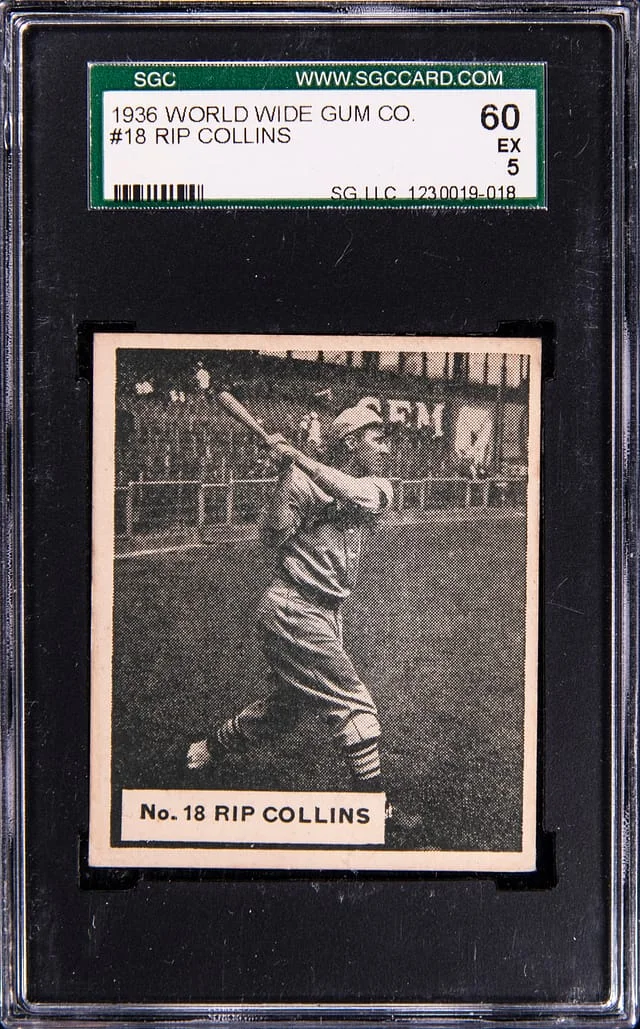 1936 World Wide Gum Co. Rip Collins #18 card image