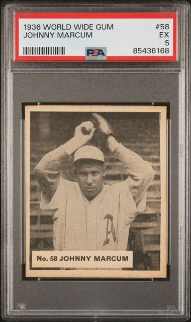 1936 World Wide Gum Johnny Marcum #58 card image