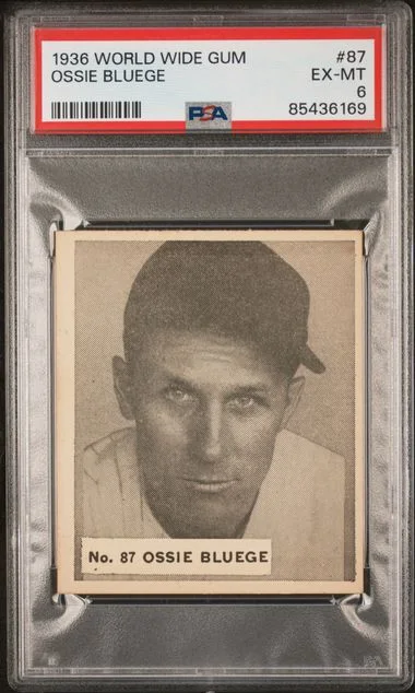 1936 World Wide Gum Ossie Bluege #87 card image