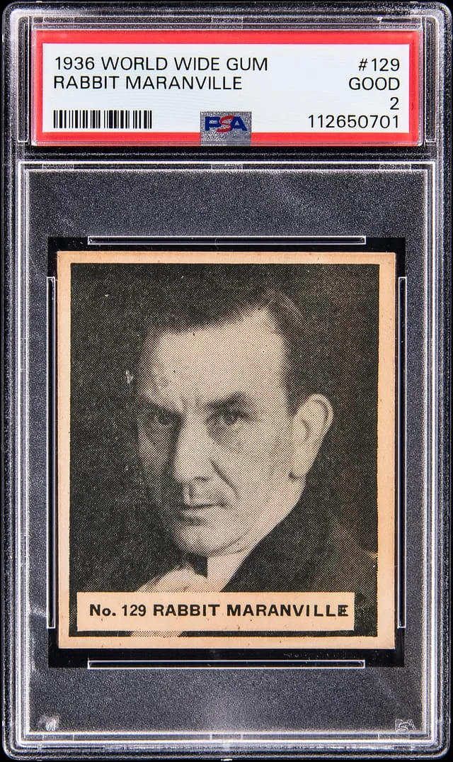 1936 World Wide Gum Rabbit Maranville #129 card image