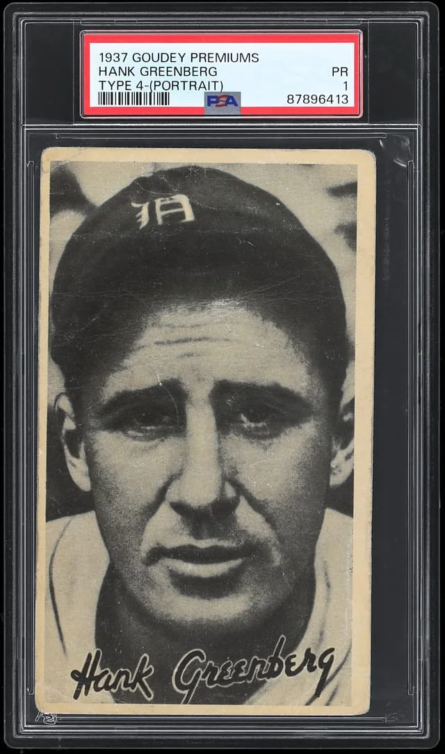 1937 R314 Goudey Wide Pen Premium Type Hank Greenberg #4 card image