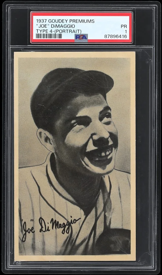 1937 R314 Goudey Wide Pen Premium Type Joe DiMaggio #4 card image