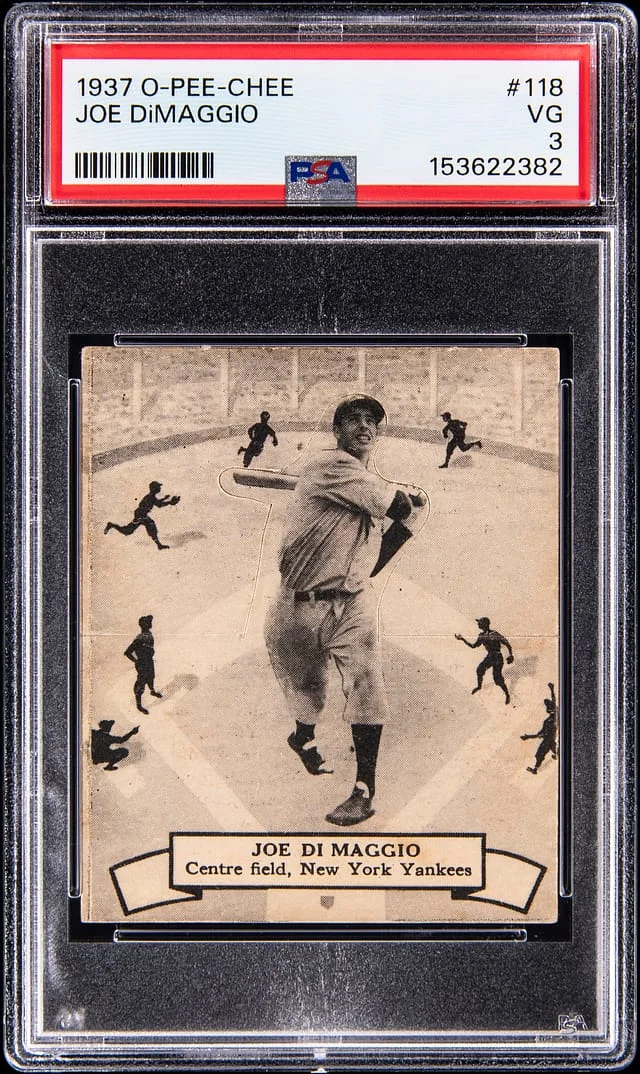 1937 V300 O-Pee-Chee Joe DiMaggio; Fresh to the Hobby #118 card image