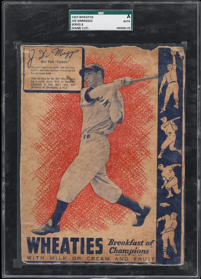1937 Wheaties Series Hand Cut Joe DiMaggio #8 card image