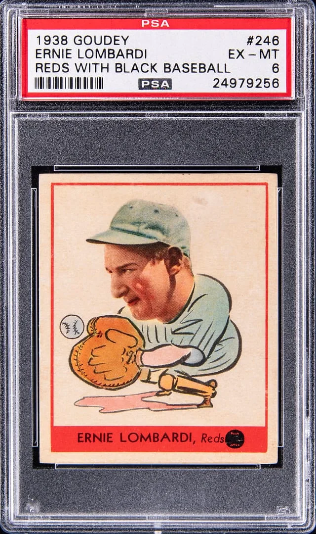 1938 Goudey Ernie Lombardi, Reds With Black Baseball #246 card image