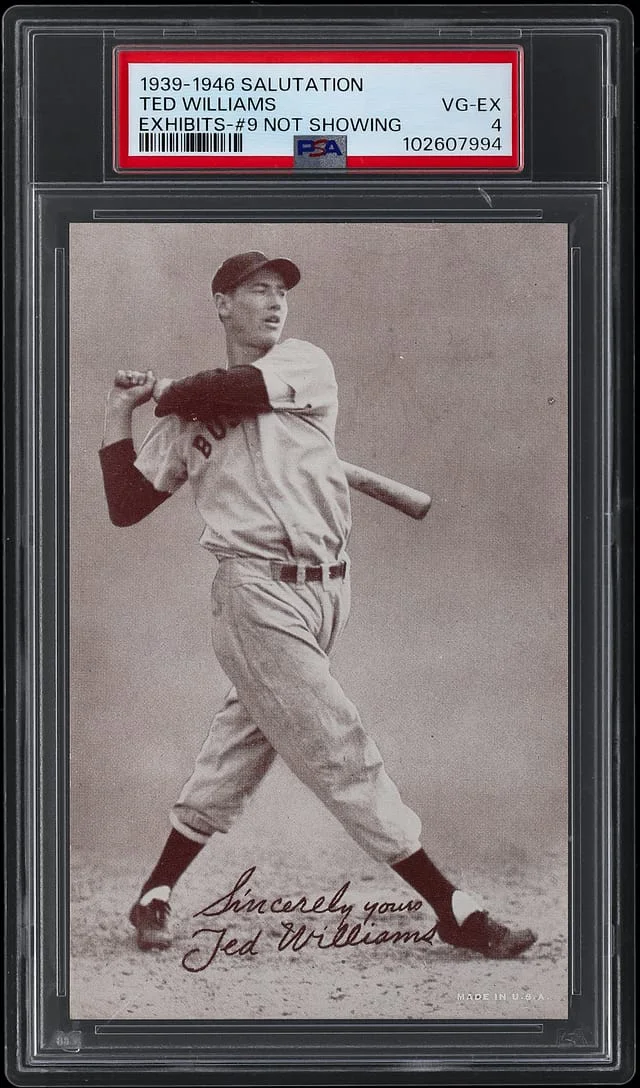 1939-46 Salutations Exhibits Ted Williams, Not Showing #9 card image