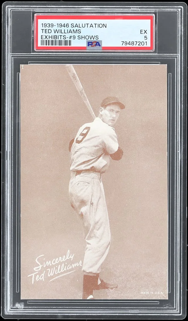 1939 Salutation Exhibits Shows # Ted Williams #9 card image