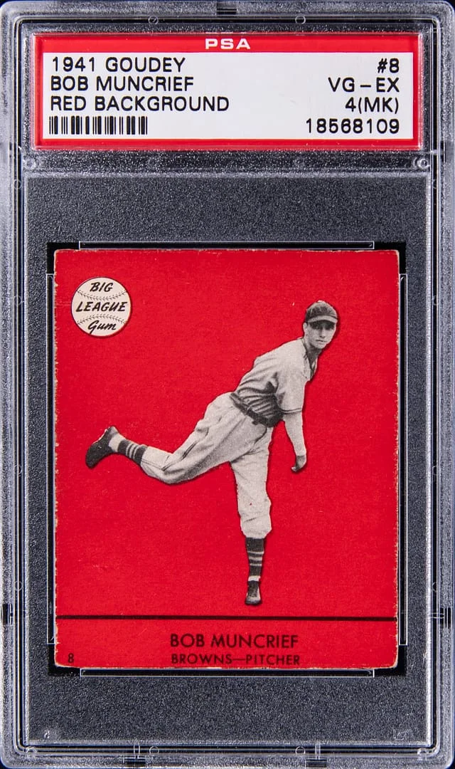 1941 Goudey Bob Muncrief (Red Background) #8 card image