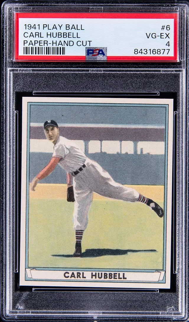 1941 Play Ball, Paper, Hand-Cut Carl Hubbell #6 card image