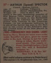 1948 Bowman Arthur Spector #57 card back image