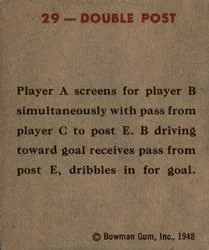 1948 Bowman Basketball Play #29 card back image