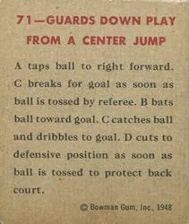 1948 Bowman Basketball Play #71 card back image