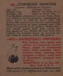 1948 Bowman Connie Simmons #52 card back image