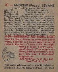 1948 Bowman Fuzzy Levane #21 card back image