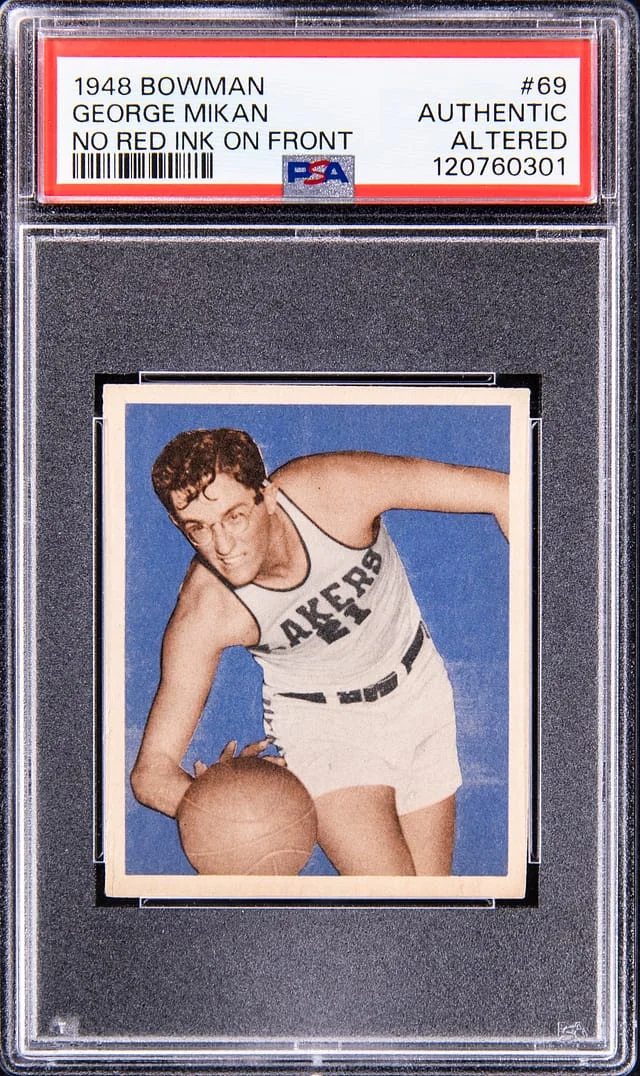 1948 Bowman George Mikan, No Red Ink On Front #69 card image