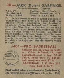 1948 Bowman Jack Garfinkel #30 card back image