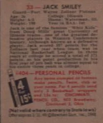 1948 Bowman Jack Smiley #33 card back image