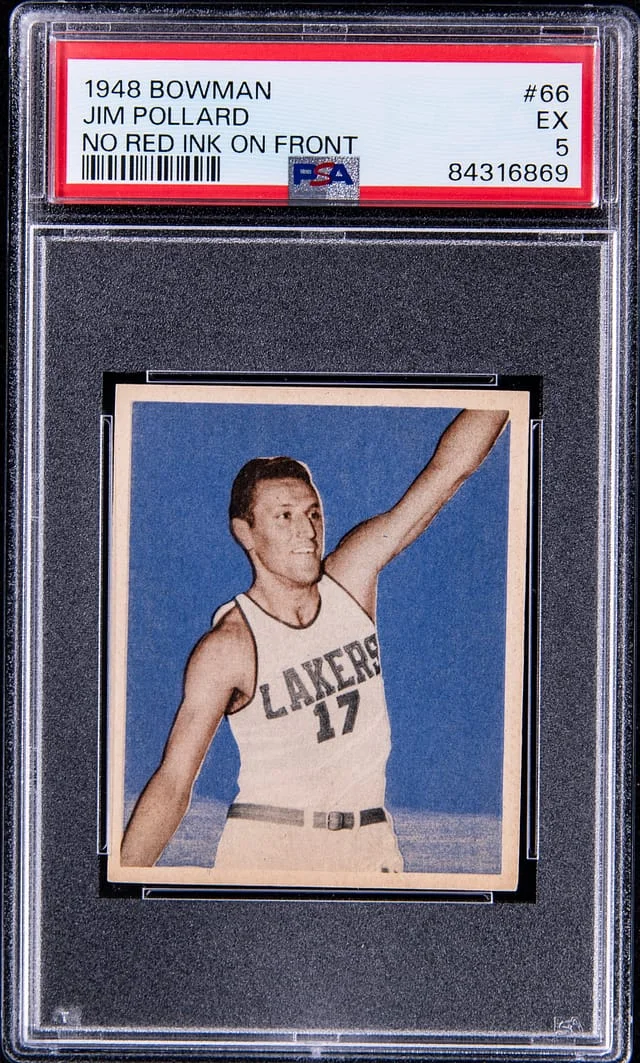 1948 Bowman Jim Pollard, No Red Ink on Front #66 card image