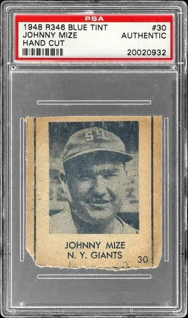 1948 R346 Blue Tint, Hand Cut Johnny Mize #30 card image