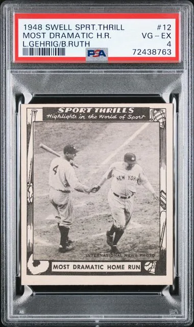 1948 Swell Sport Thrills Babe Ruth/Lou Gehrig, Most Dramatic Home Run #12 card image