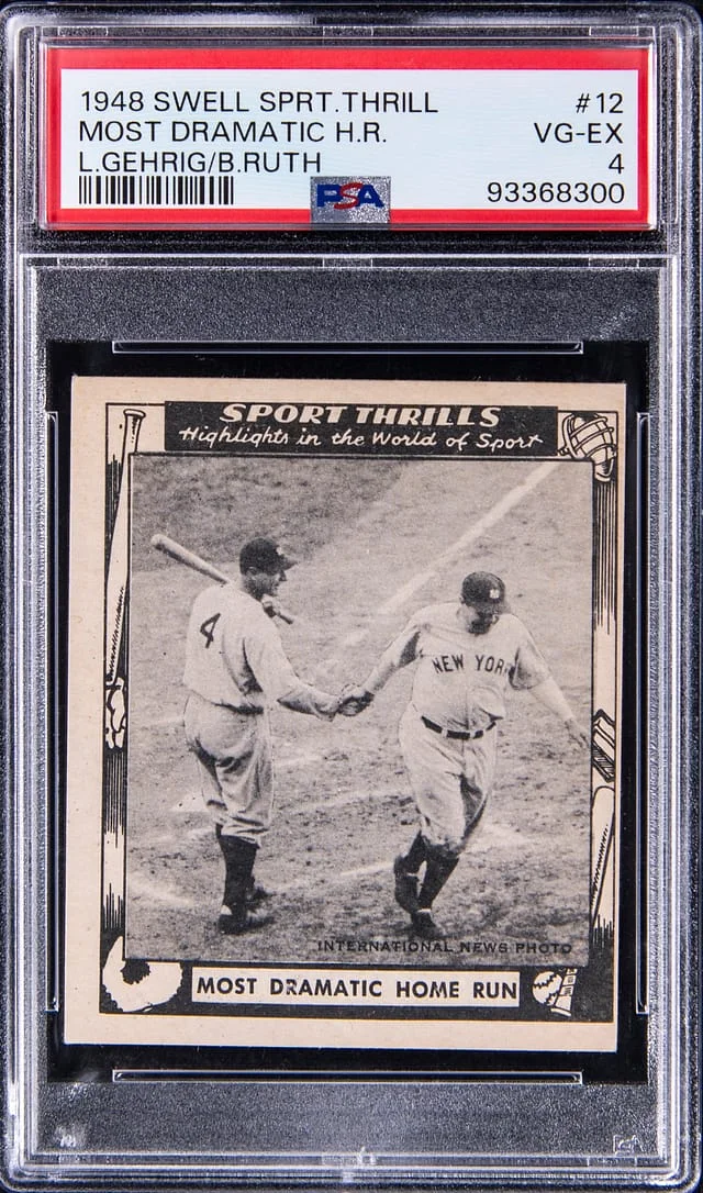 1948 Swell Sport Thrills Most Dramatic Home Run Babe Ruth/Lou Gehrig #12 card image