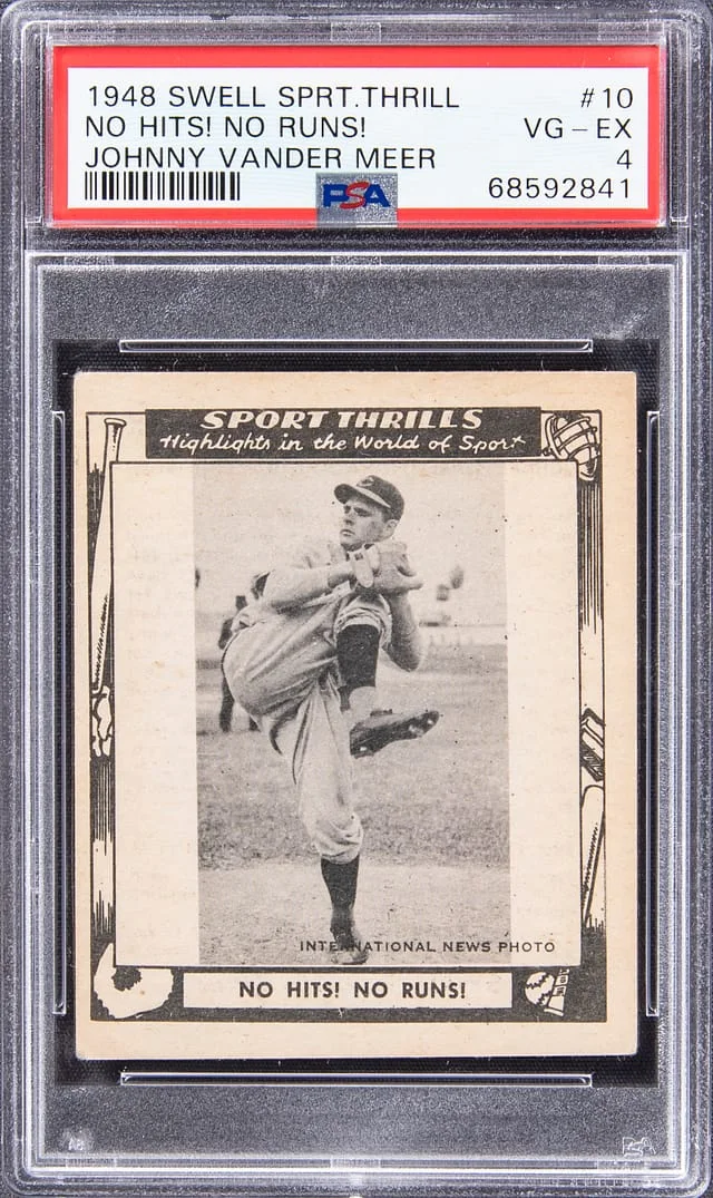 1948 Swell Sport Thrills No Hits! No Runs! Johnny Vander Meer #10 card image
