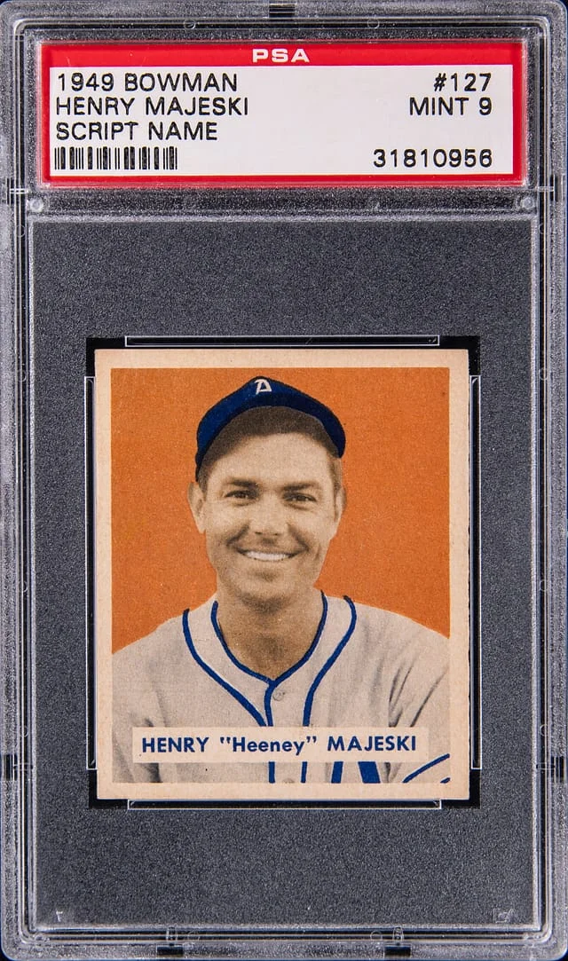 1949 Bowman Henry Majeski, Script Name #127 card image