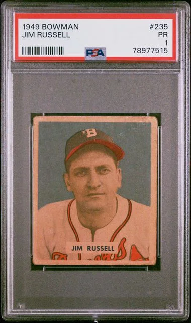 1949 Bowman Jim Russell #235 card image