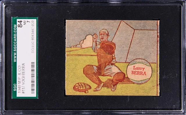 1949 R302-2 M.P. & Co. Larry (Yogi) Berra #117 card image