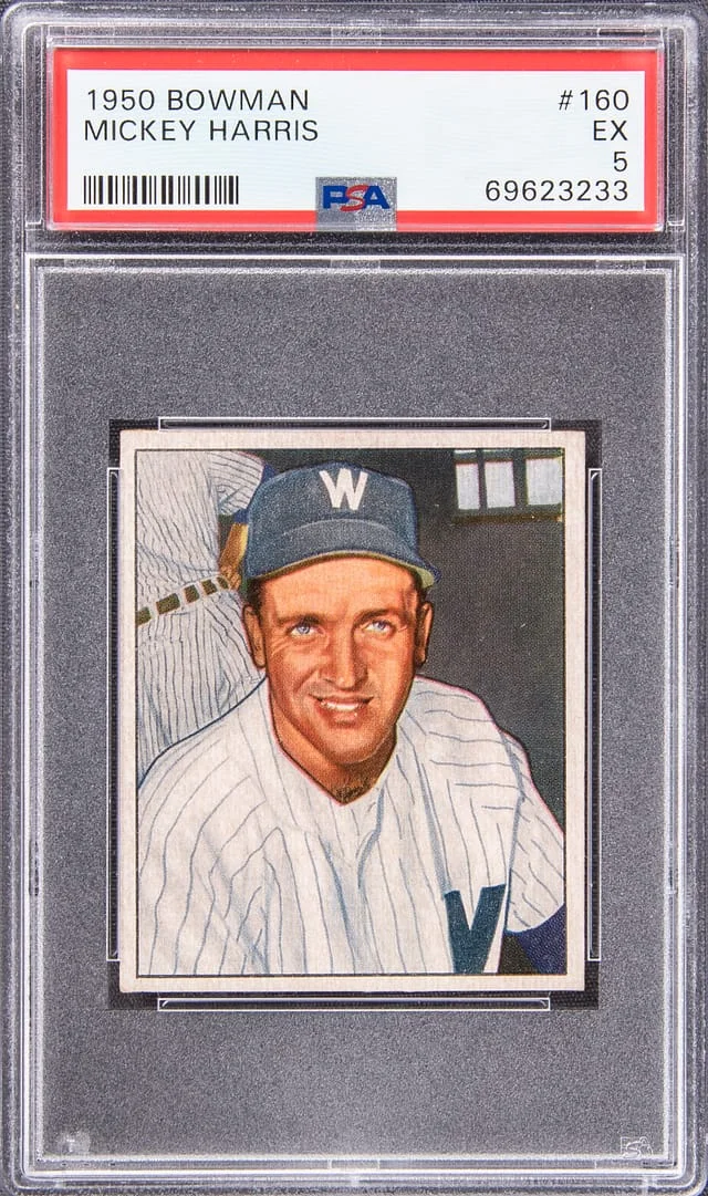 1950 Bowman Mickey Harris #160 card image