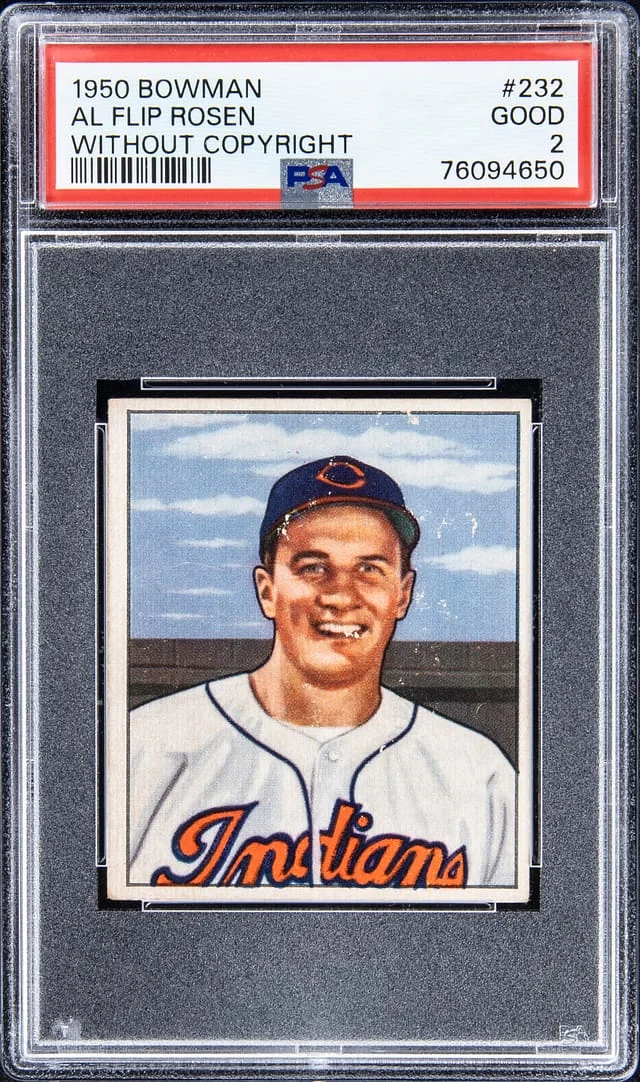 1950 Bowman, Without Copyright Al Rosen #232 card image