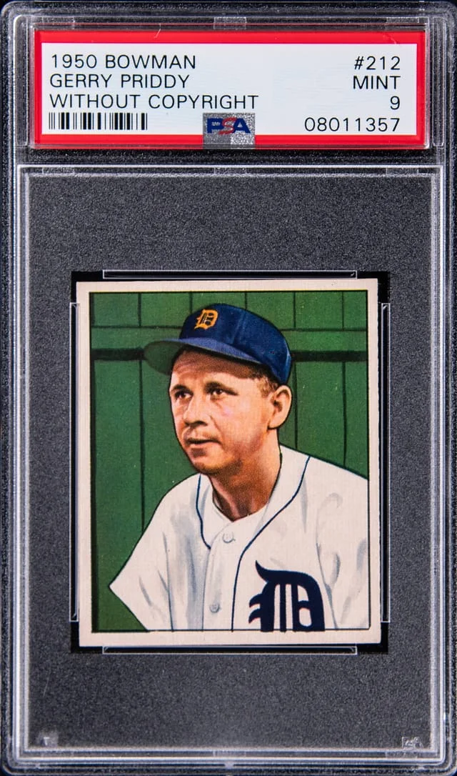 1950 Bowman, Without Copyright Gerry Priddy #212 card image