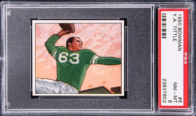 1950 Bowman Y.A. Tittle #5 card image