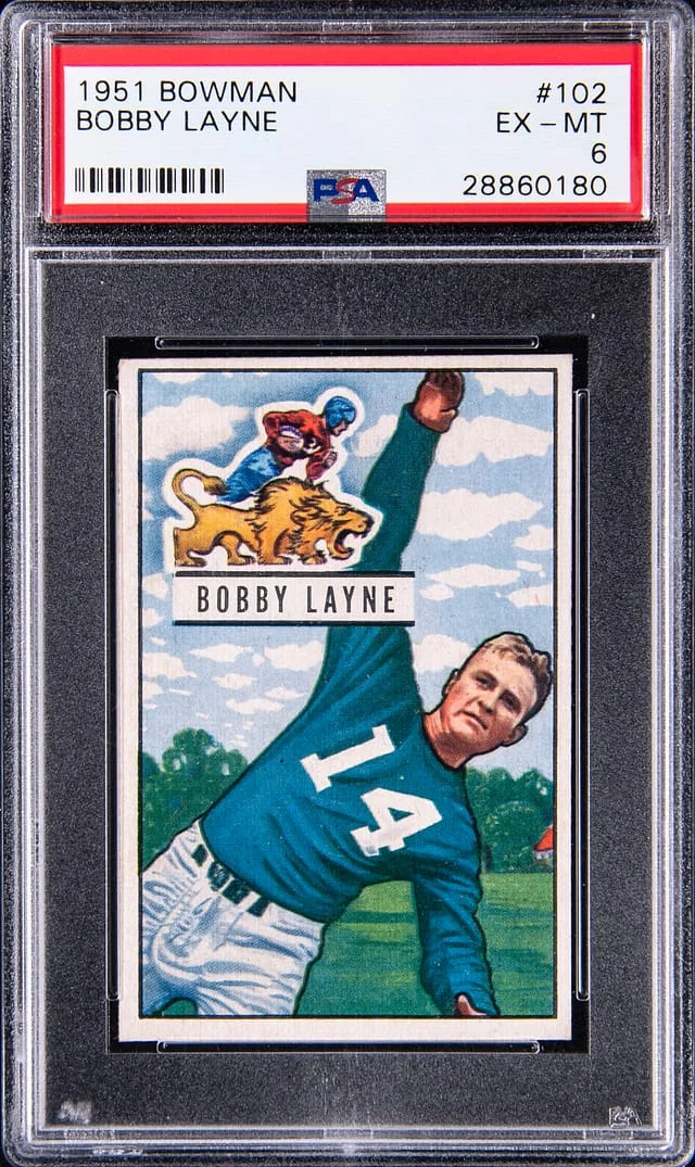 1951 Bowman Bobby Layne #102 card image