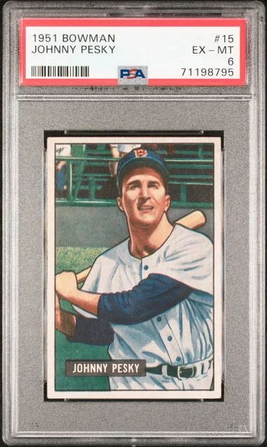 1951 Bowman Johnny Pesky #15 card image