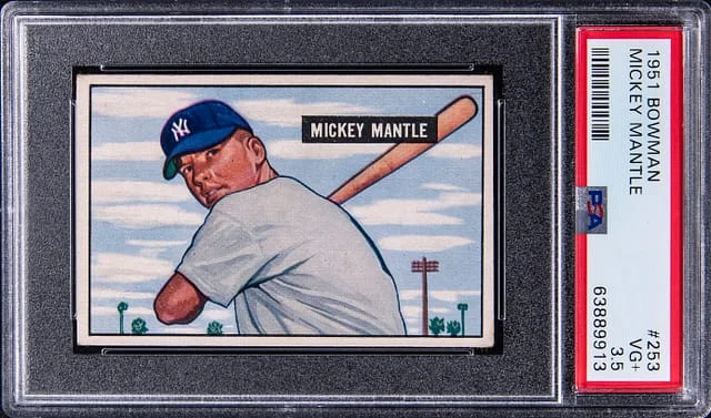 1951 Bowman Mickey Mantle w/Near-Perfect Centering #253 card image