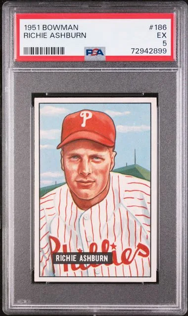 1951 Bowman Richie Ashburn #186 card image