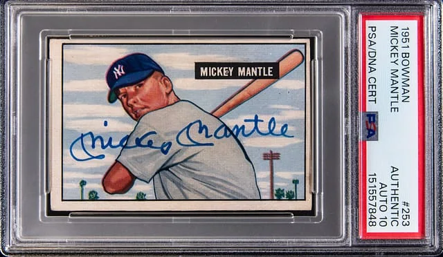 1951 Bowman Signed Mickey Mantle #253 card image