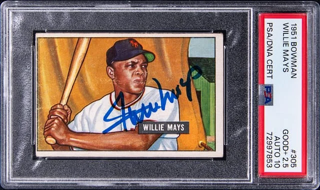 1951 Bowman Signed Willie Mays #305 card image