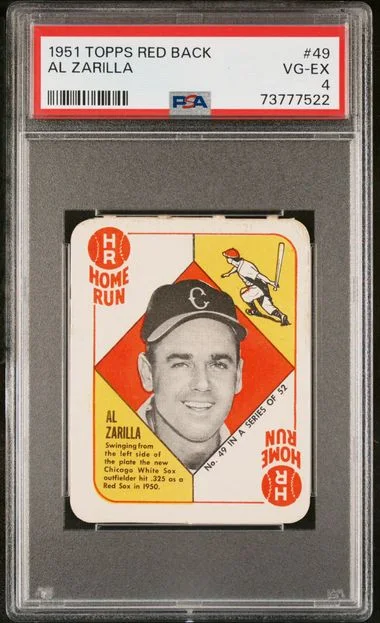 1951 Topps Al Zarilla Red Back #49 card image