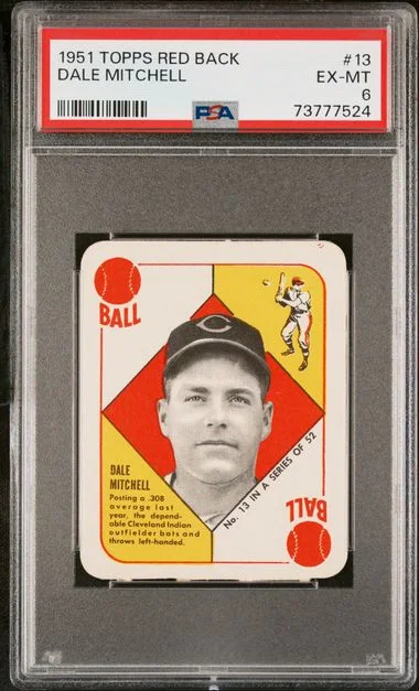 1951 Topps Dale Mitchell Red Back #13 card image