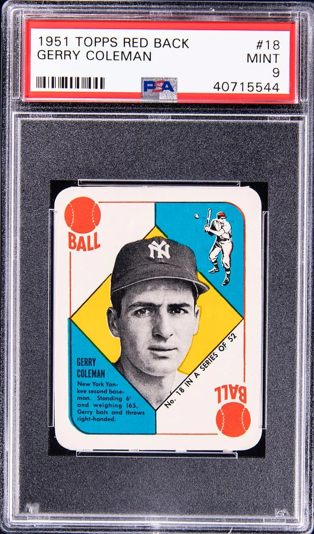 1951 Topps Gerry Coleman Red Back #18 card image